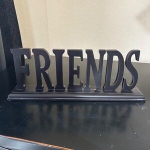 Decorative Word “FRIENDS” Wooden Sign Black. NWT